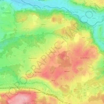 Unterriedの地形図、標高、地勢