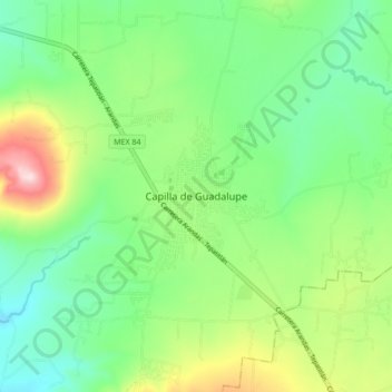 Capilla de Guadalupeの地形図、標高、地勢