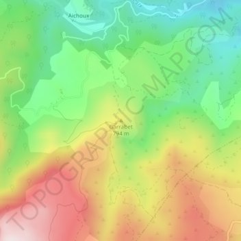 Garrabetの地形図、標高、地勢