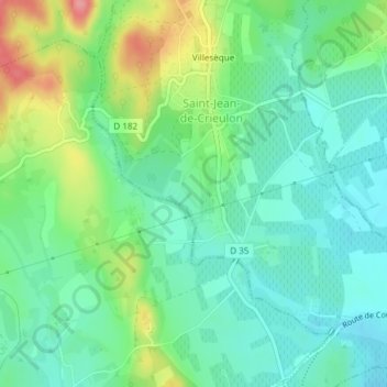 Recoudeの地形図、標高、地勢