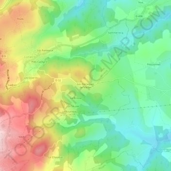 Les Barraques de Mailletの地形図、標高、地勢
