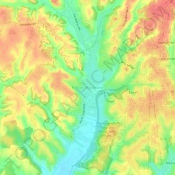 Pantan Monasteroの地形図、標高、地勢