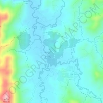 San Ysiro Valleyの地形図、標高、地勢