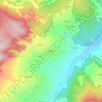 I Rabbiniの地形図、標高、地勢