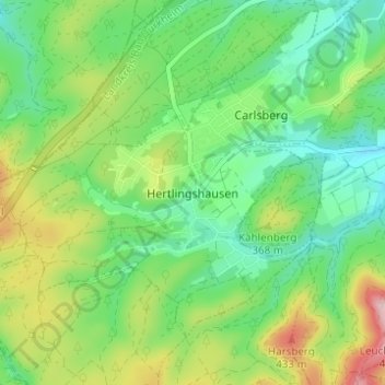 Hertlingshausenの地形図、標高、地勢