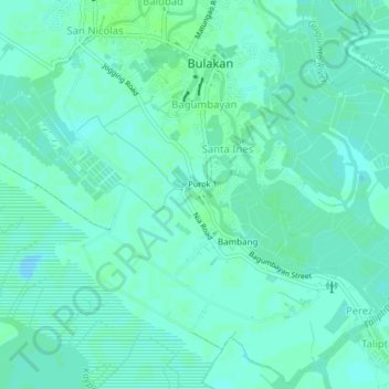 Purok 2の地形図、標高、地勢