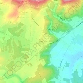 Le Briouの地形図、標高、地勢