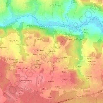 La Gretteの地形図、標高、地勢