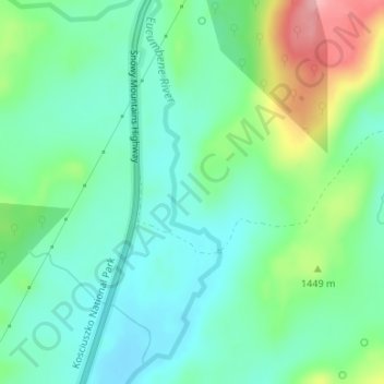 Six Mile Diggingsの地形図、標高、地勢