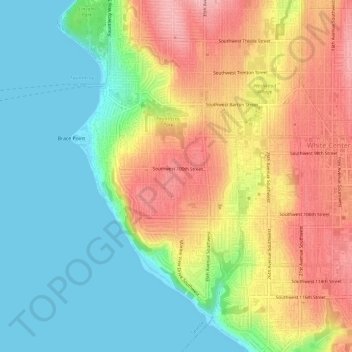 Arbor Heightsの地形図、標高、地勢