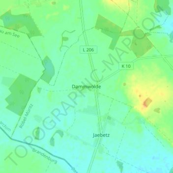 Dammwoldeの地形図、標高、地勢