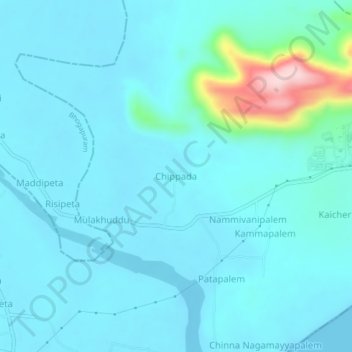 Chippadaの地形図、標高、地勢