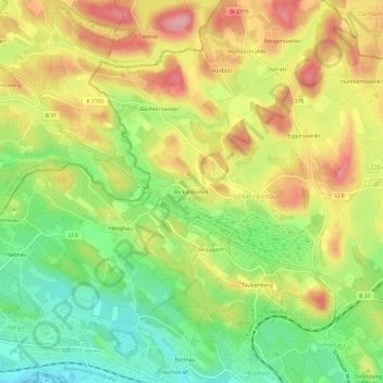 Rickatshofenの地形図、標高、地勢