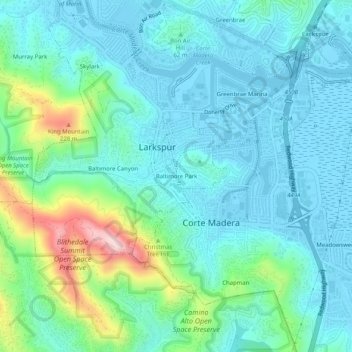 Baltimore Parkの地形図、標高、地勢
