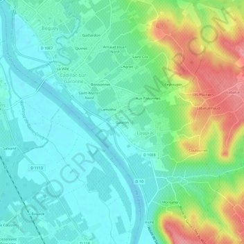Gasconの地形図、標高、地勢