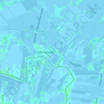 Helleの地形図、標高、地勢