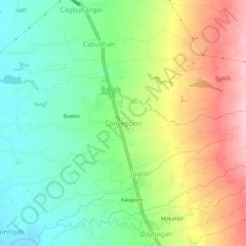Concepcionの地形図、標高、地勢