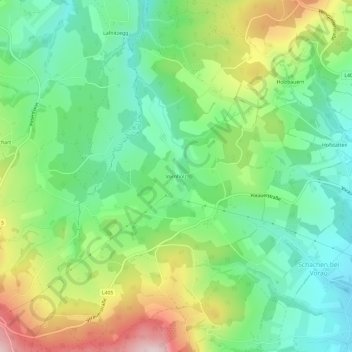 Vornholzの地形図、標高、地勢