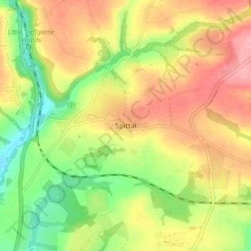 Spittalの地形図、標高、地勢