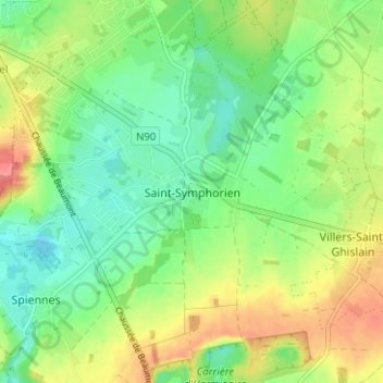 Saint-Symphorienの地形図、標高、地勢