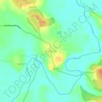 Banavasiの地形図、標高、地勢