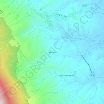 Patarnioneの地形図、標高、地勢