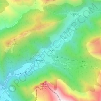 La Jarjatteの地形図、標高、地勢
