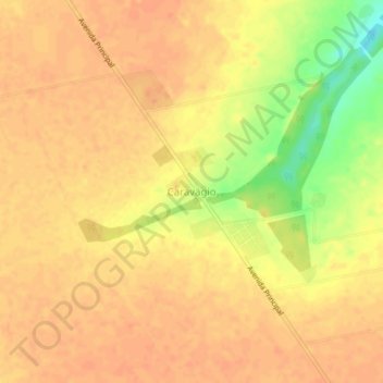 Caravágioの地形図、標高、地勢