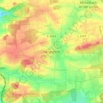 Hengstfeldの地形図、標高、地勢