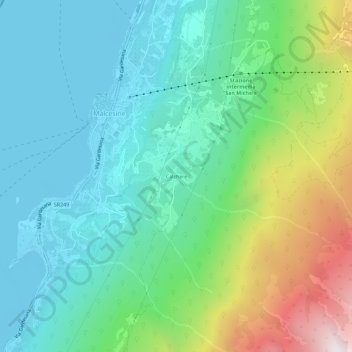 Calchereの地形図、標高、地勢
