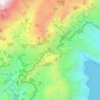 Nyabibweの地形図、標高、地勢