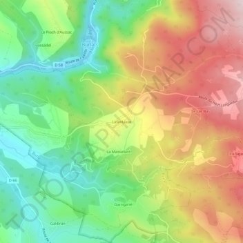 Lafontasseの地形図、標高、地勢