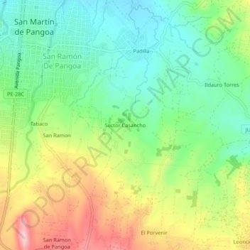 Sector Casanchoの地形図、標高、地勢