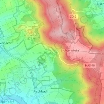 Dürrnhofの地形図、標高、地勢