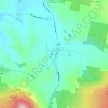 Lilydaleの地形図、標高、地勢