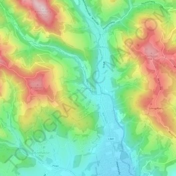 Pibereggの地形図、標高、地勢