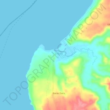 Jubayの地形図、標高、地勢