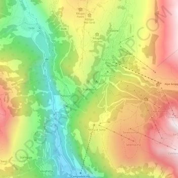 Scalcoggiaの地形図、標高、地勢