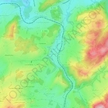 Oberthalhofenの地形図、標高、地勢