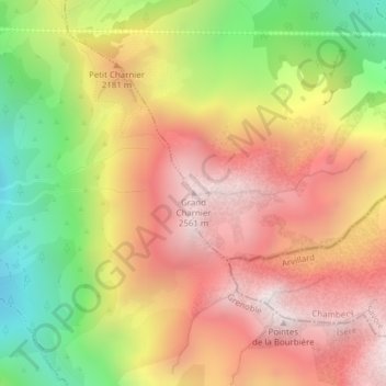 Grand Charnierの地形図、標高、地勢