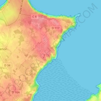 Saint-Guireucの地形図、標高、地勢