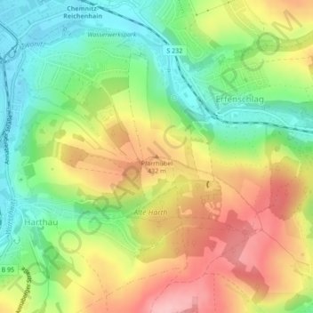 Pfarrhübelの地形図、標高、地勢
