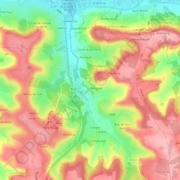 Nicoleの地形図、標高、地勢