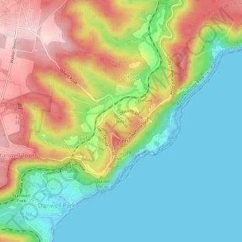 Bulgoの地形図、標高、地勢