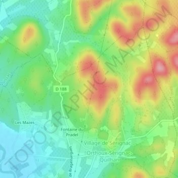 Courmelleの地形図、標高、地勢