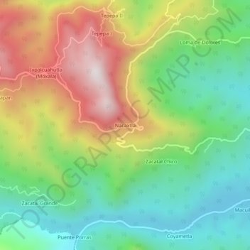 Nacaxtlaの地形図、標高、地勢
