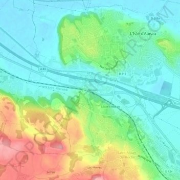 Le Templeの地形図、標高、地勢