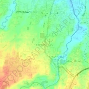 Sembahe Baruの地形図、標高、地勢