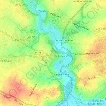 La Raillereの地形図、標高、地勢