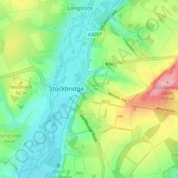 Winton Hillの地形図、標高、地勢
